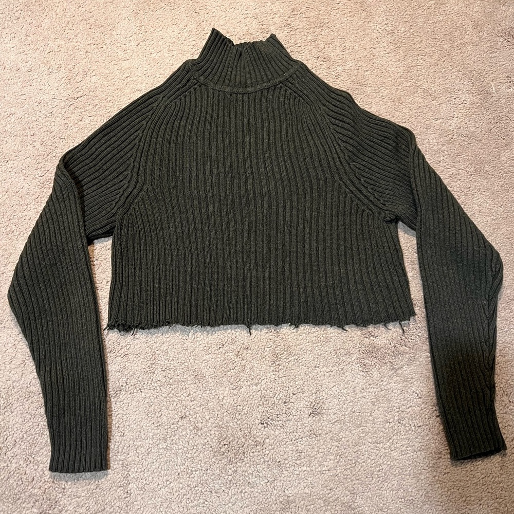 Deep Olive Green Alfani Cropped Sweater